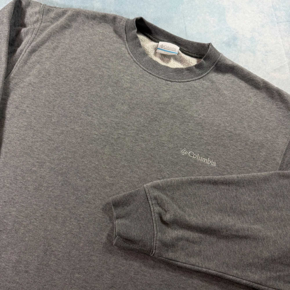 Columbia Sweatshirt Mens Large Grey Excellent Crewneck Fleece Logo AM6769